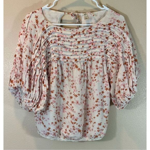 Free People Dessa Lightweight Wide Collar Woven Floral Bodysuit Women's XS - Picture 5 of 15